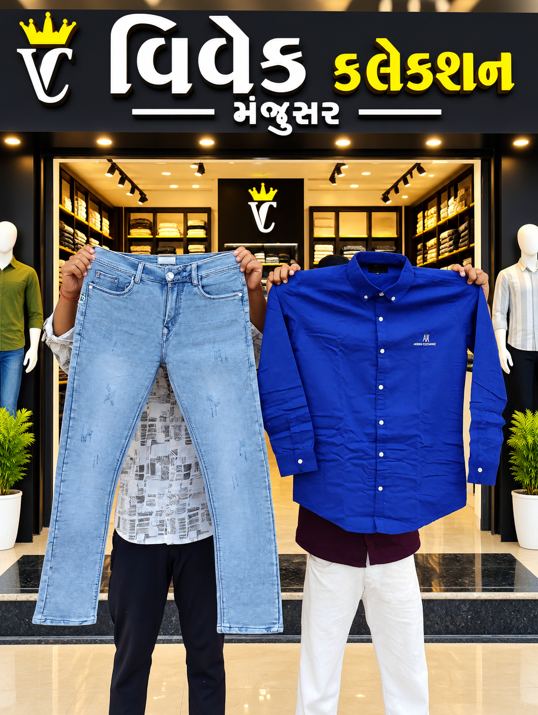 2026/09/1000013303.png Men’s Royal Blue Shirt & Light Blue Denim Jeans Combo - Image 1