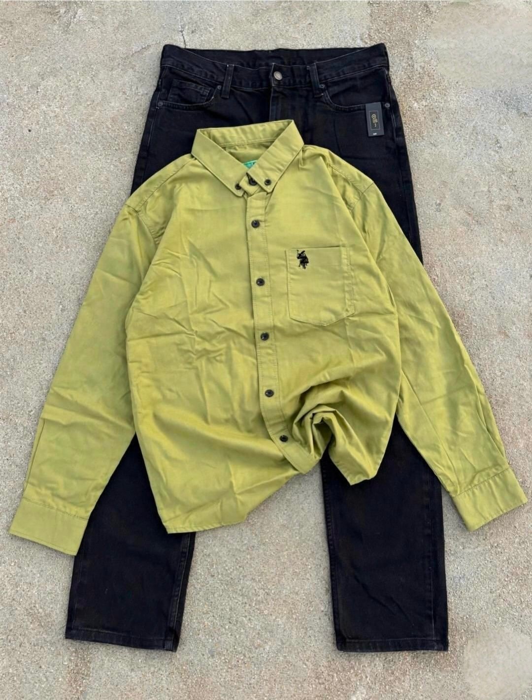 2026/10/1000039559.jpg Men’s Lime Green Full Sleeve Shirt with Black Jeans Combo - Image 1